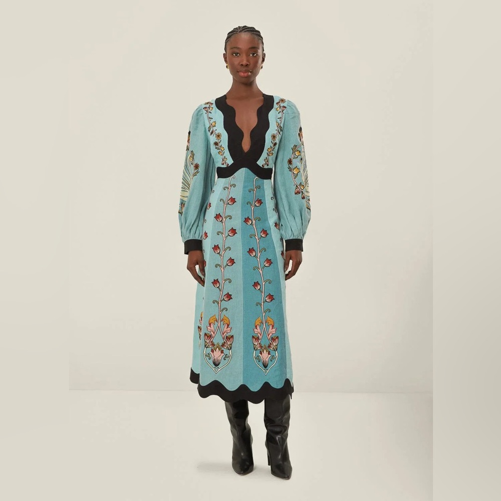 Farm Rio Blue Flowing Beauty Dress